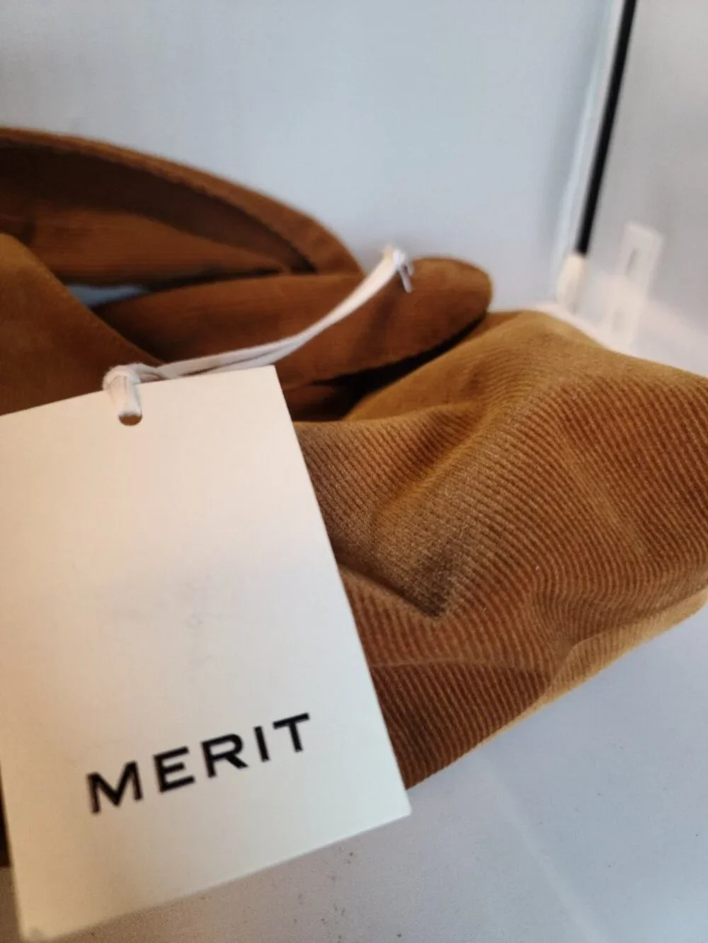Merit Beauty Brown Makeup Corduroy Bag Tie Top Pouch